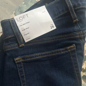 LOFT Indigo High Rise Slim Flare Jeans